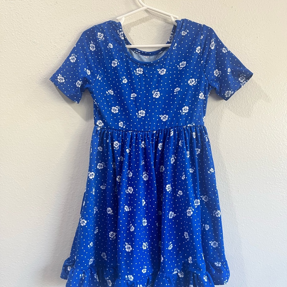 Zunie Blue and White Casual Sundress with Crew Neck